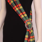 Sash, Ladies, Poly Silk with Plaid Ring, Buchanan Tartan